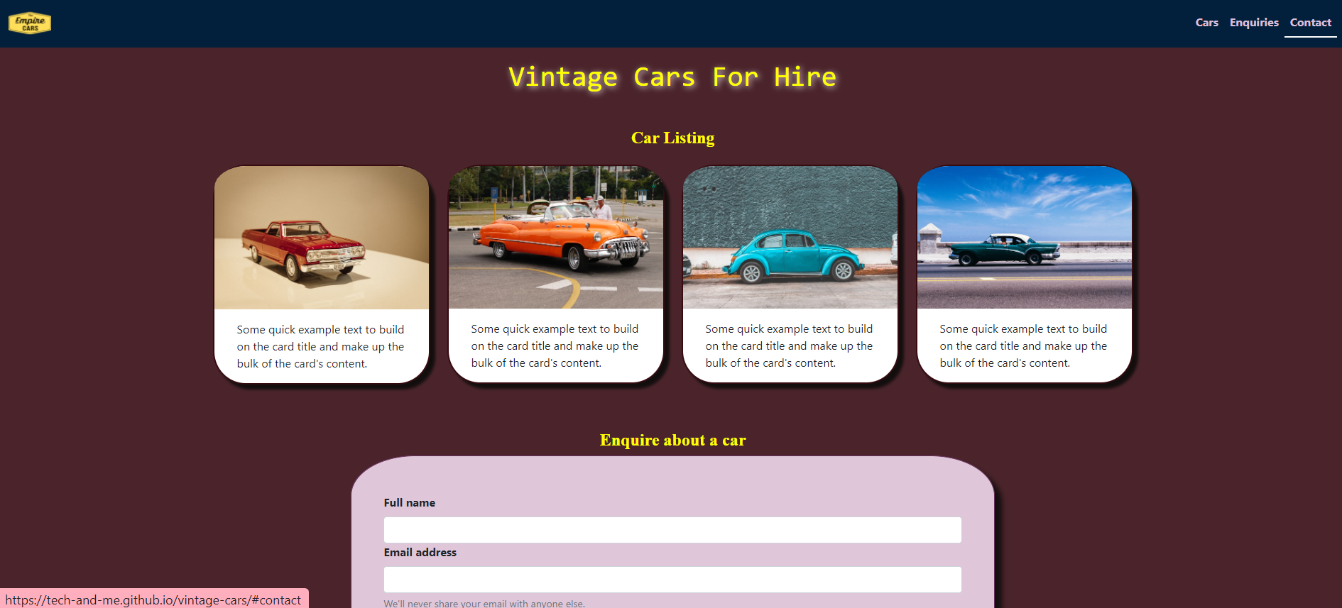 Vintage Car Hire